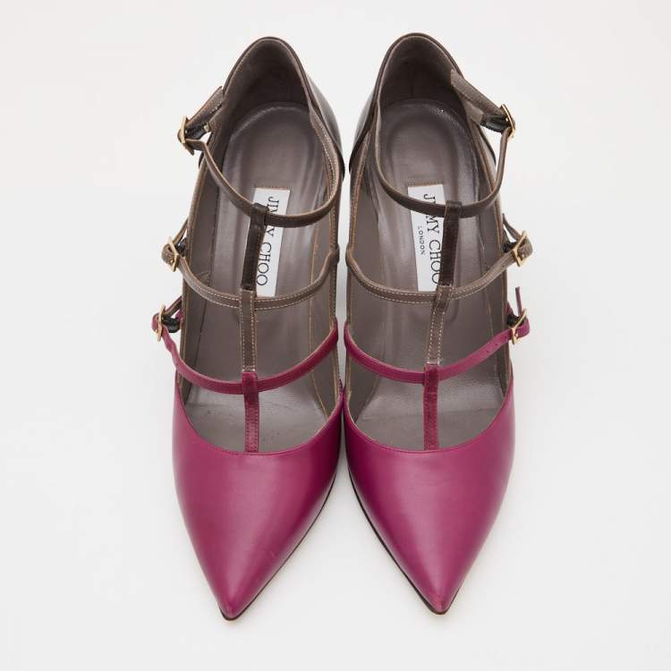 Pre Owned Jimmy Choo Tricolor Leather Strappy Pumps Size 40