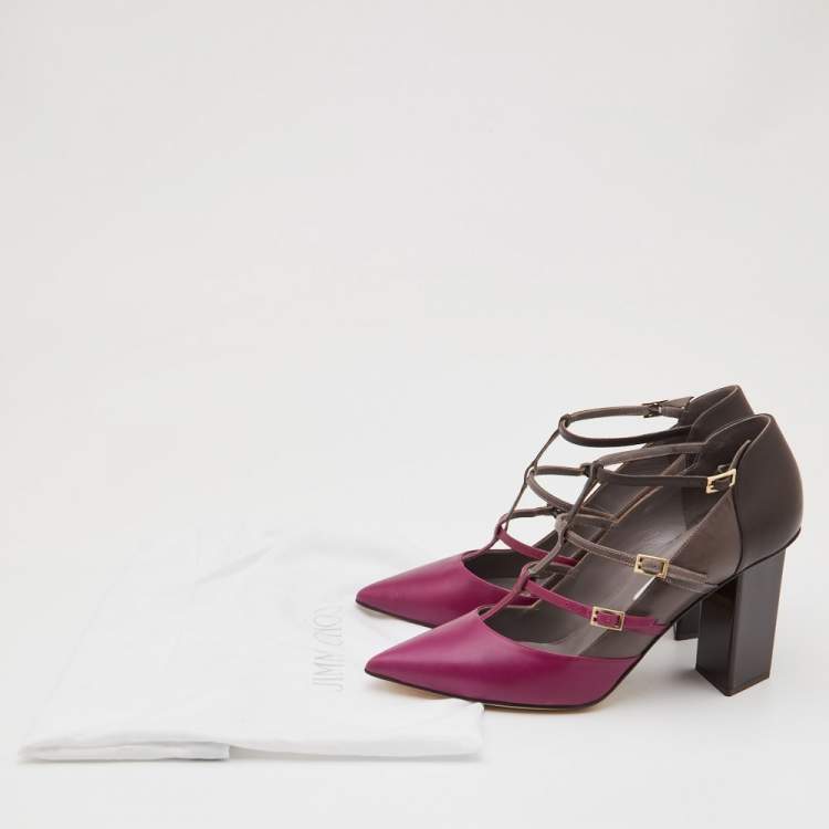 Pre Owned Jimmy Choo Tricolor Leather Strappy Pumps Size 40