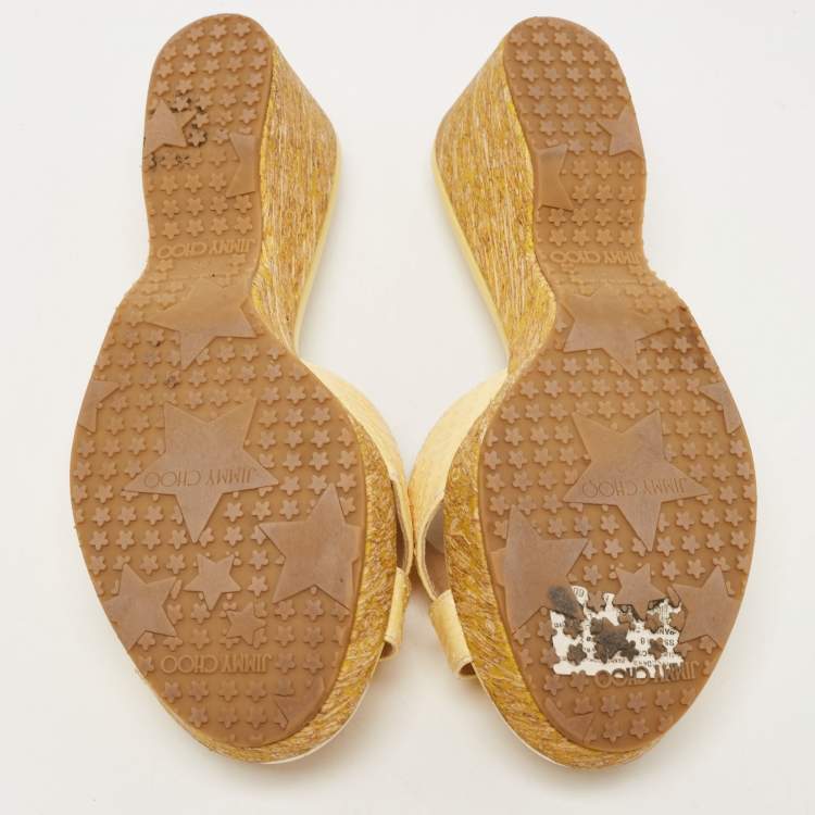 Pre Owned Jimmy Choo Yellow Python Leather Prima Sandals Size 38