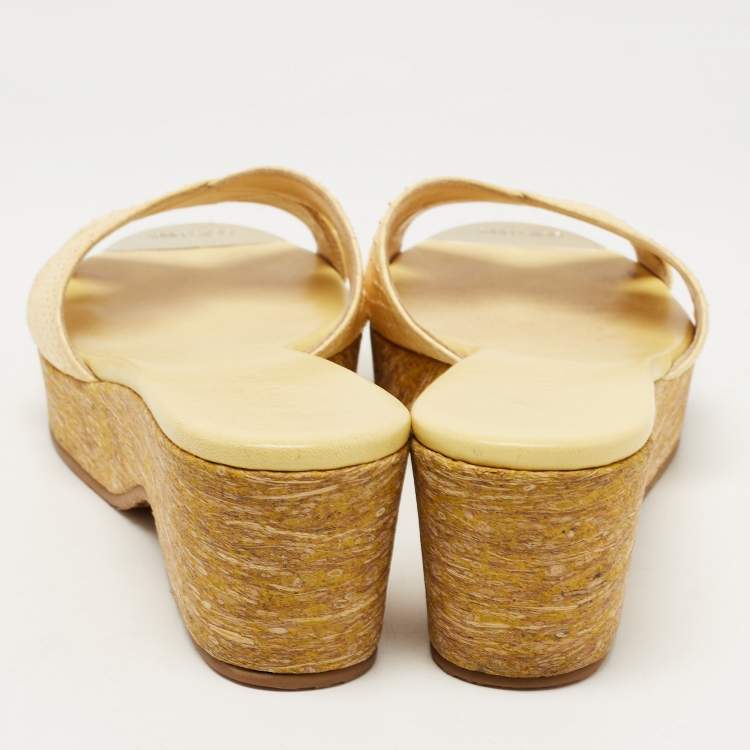 Pre Owned Jimmy Choo Yellow Python Leather Prima Sandals Size 38