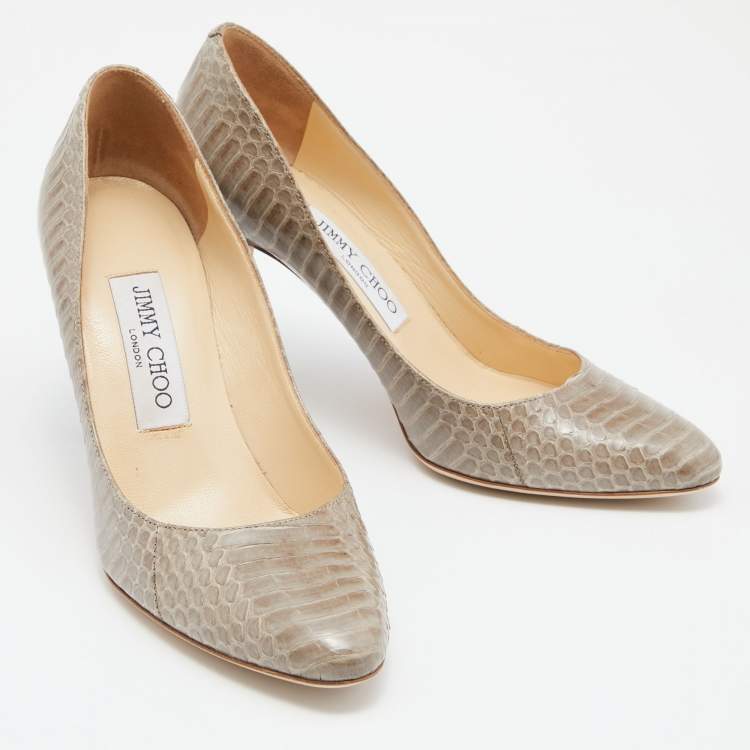 Pre Owned Jimmy Choo Grey Water Snake Leather Gilbert Pumps Size 37