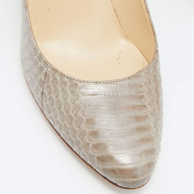 Pre Owned Jimmy Choo Grey Water Snake Leather Gilbert Pumps Size 37