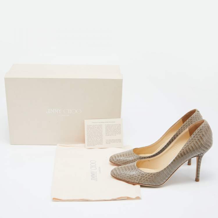Pre Owned Jimmy Choo Grey Water Snake Leather Gilbert Pumps Size 37