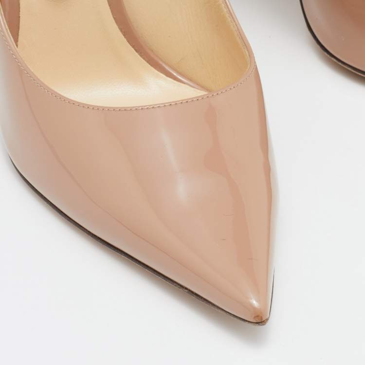 Pre Owned Jimmy Choo Beige Patent Leather Romy Pumps Size 39