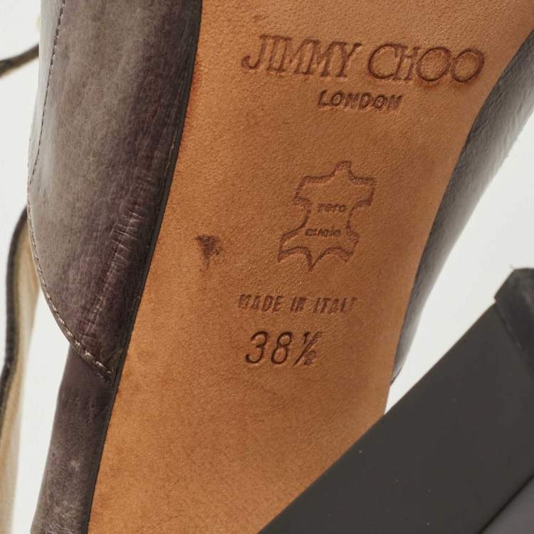 مملوكة مسبقًا Jimmy Choo Grey Eel Leather Sandals Size 38.5