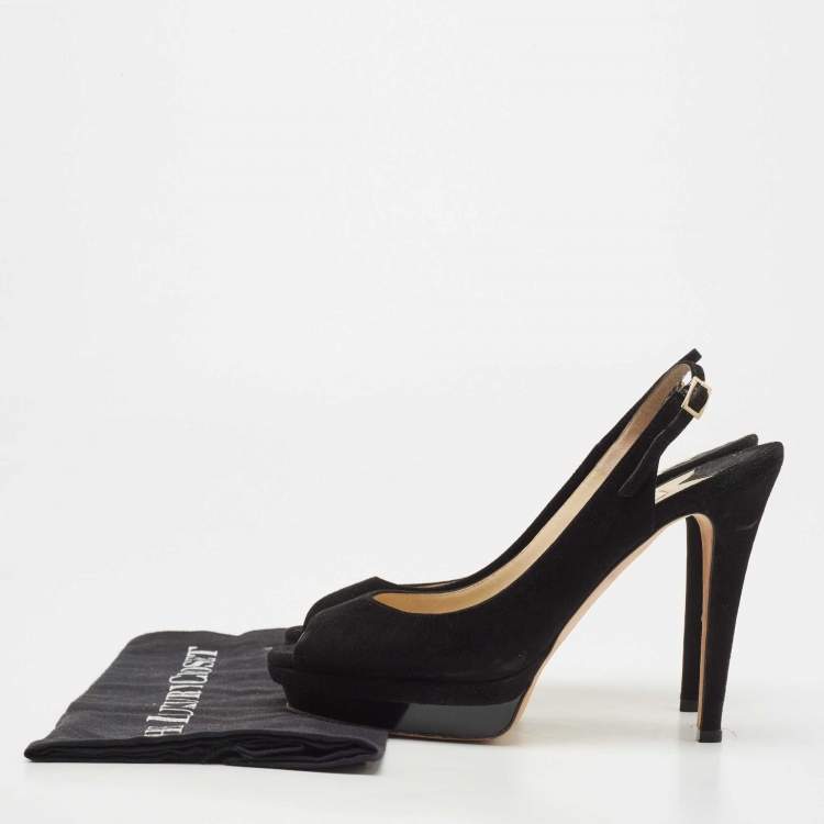Pre Owned Jimmy Choo Black Suede  Slingback Pumps Size 40