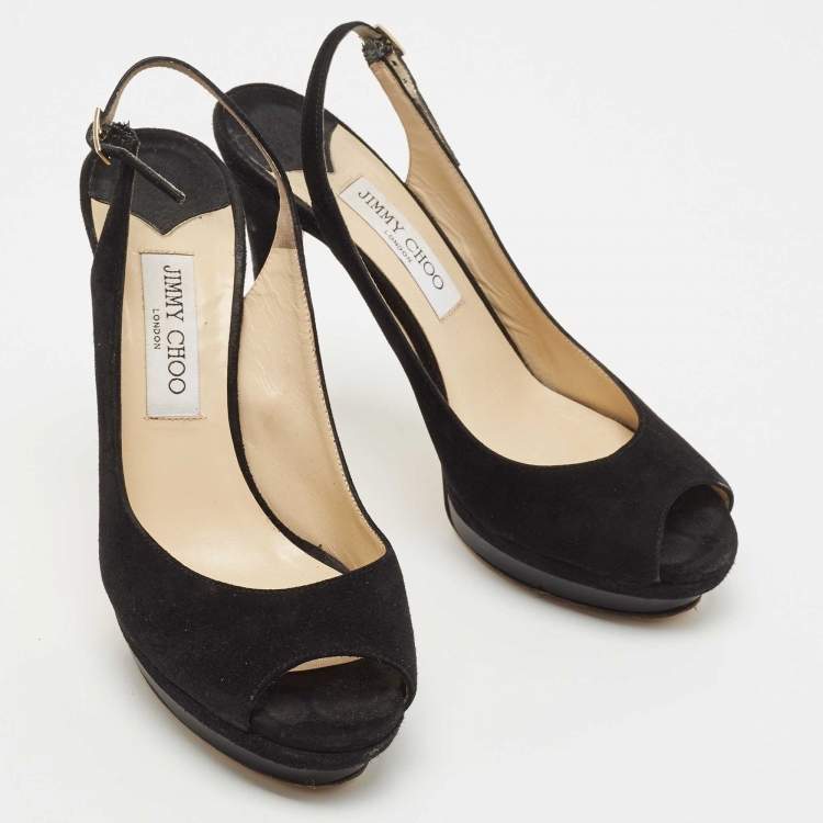 Pre Owned Jimmy Choo Black Suede  Slingback Pumps Size 40