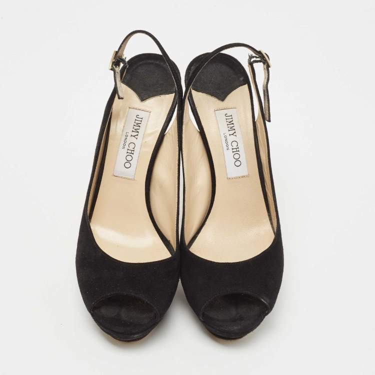 Pre Owned Jimmy Choo Black Suede  Slingback Pumps Size 40