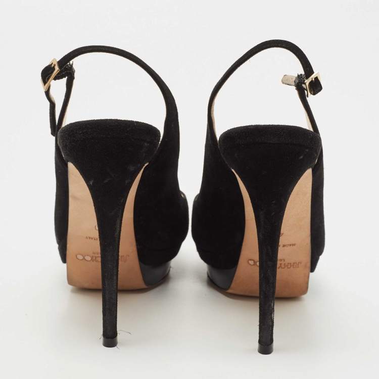 Pre Owned Jimmy Choo Black Suede  Slingback Pumps Size 40
