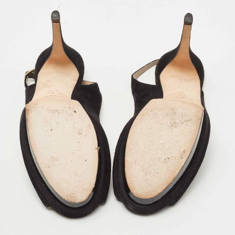 Pre Owned Jimmy Choo Black Suede  Slingback Pumps Size 40