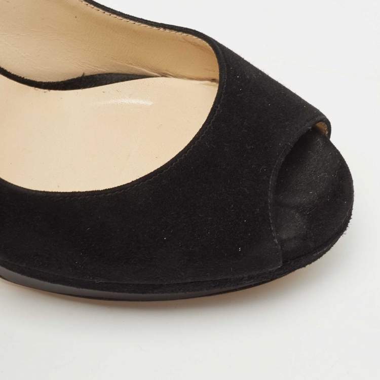 Pre Owned Jimmy Choo Black Suede  Slingback Pumps Size 40