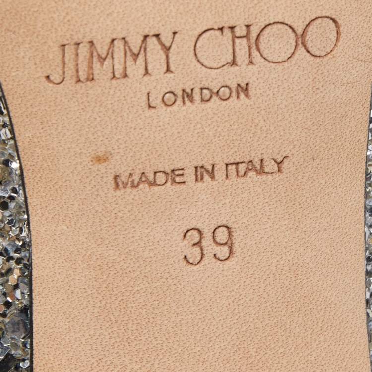 مملوكة مسبقًا Jimmy Choo Silver Glitter Romy Pointed Toe Pumps Size 39