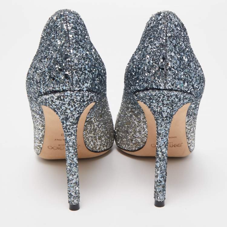 مملوكة مسبقًا Jimmy Choo Silver Glitter Romy Pointed Toe Pumps Size 39