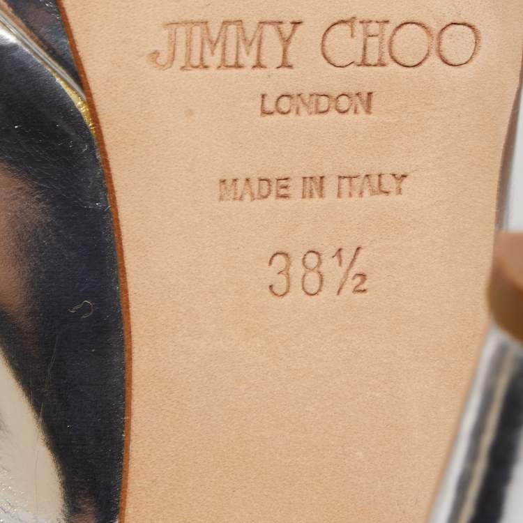 Pre Owned Jimmy Choo Silver Leather Nova Slingback Pumps Size 38.5