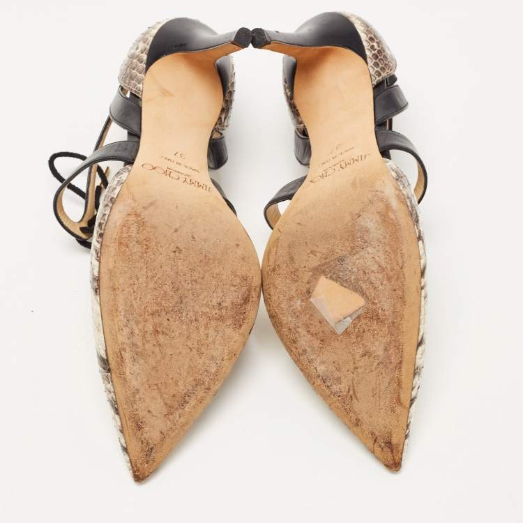 Pre Owned  Jimmy Choo Tricolor Python and Leather Lapris Pumps Size 37