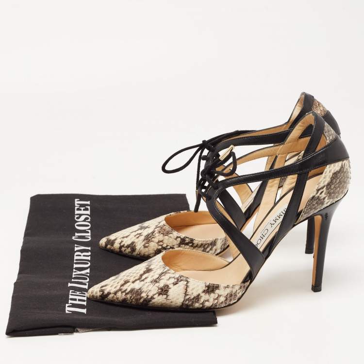 Pre Owned  Jimmy Choo Tricolor Python and Leather Lapris Pumps Size 37