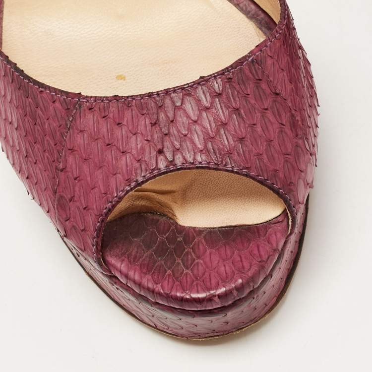 Pre Owned Jimmy Choo Purple Python Linda Ankle Strap Sandals Size 39 