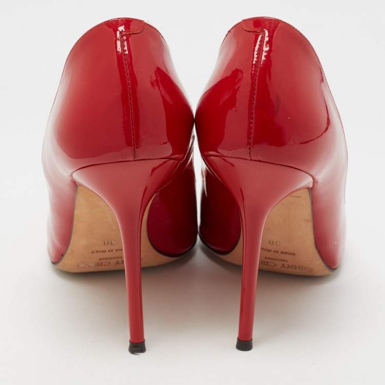 Pre Owned Jimmy Choo Red Patent Leather Love Pumps Size 38
