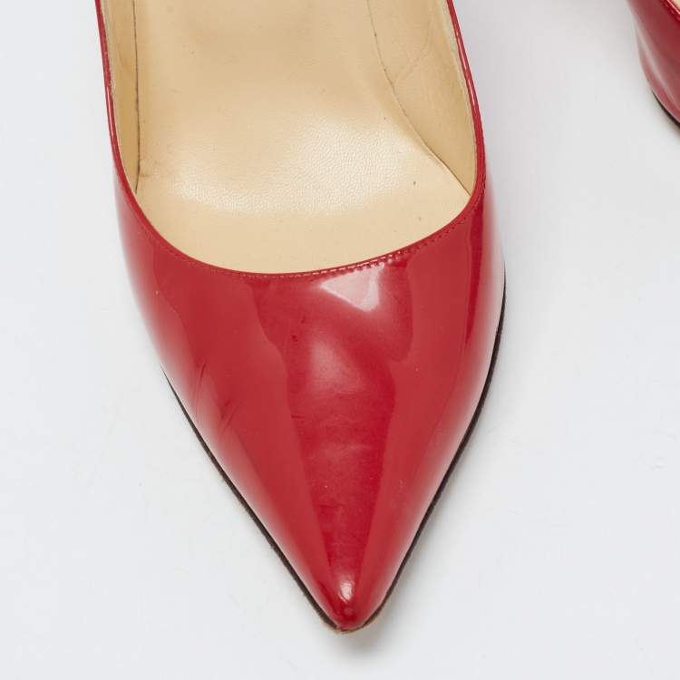 Pre Owned Jimmy Choo Red Patent Leather Love Pumps Size 38