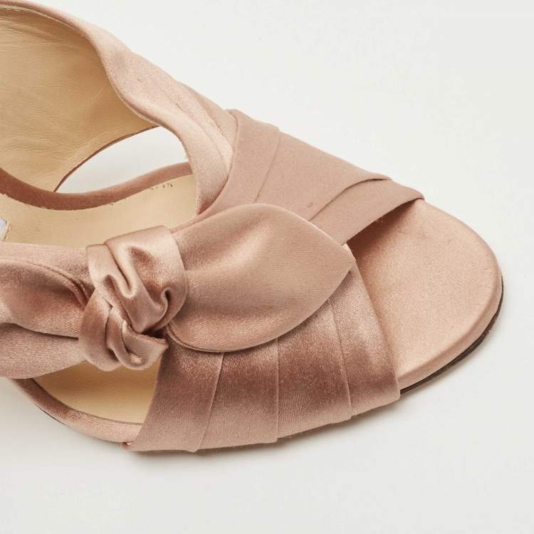 Pre Owned Jimmy Choo Beige Satin Keely Slide Sandals Size 39