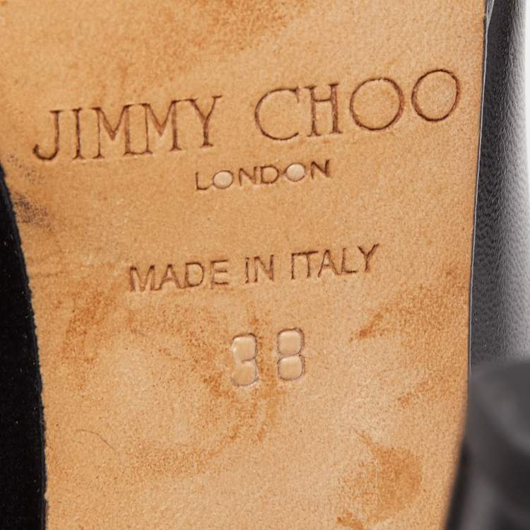 Pre Owned Jimmy Choo Black Leather Cosmic Platform Pumps Size 38