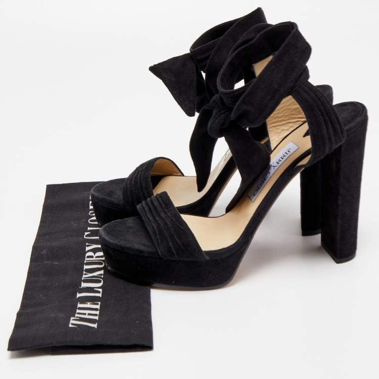 Pre Owned Jimmy Choo Black Suede Kaytrin Sandals Size 38.5