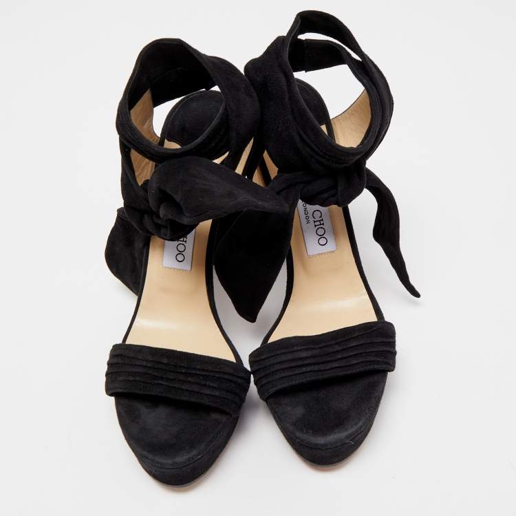 Pre Owned Jimmy Choo Black Suede Kaytrin Sandals Size 38.5