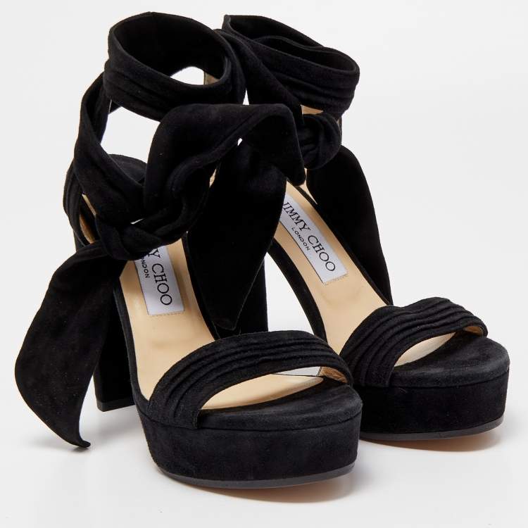 Pre Owned Jimmy Choo Black Suede Kaytrin Sandals Size 38.5