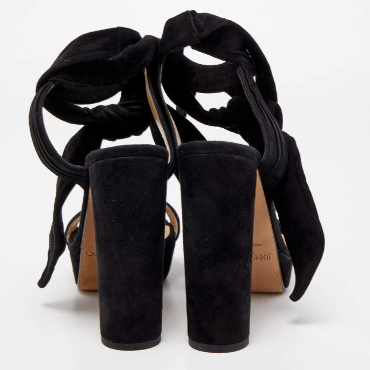 Pre Owned Jimmy Choo Black Suede Kaytrin Sandals Size 38.5