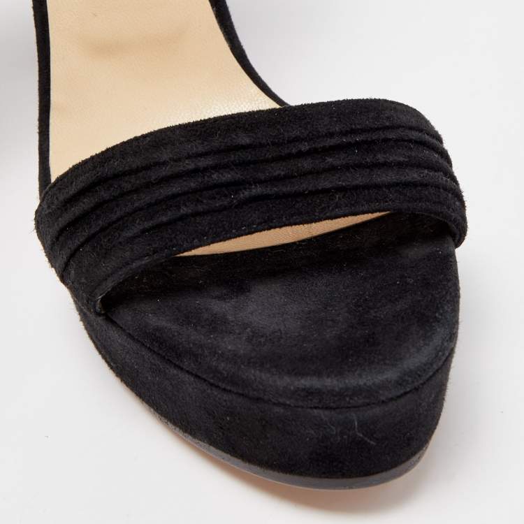 Pre Owned Jimmy Choo Black Suede Kaytrin Sandals Size 38.5