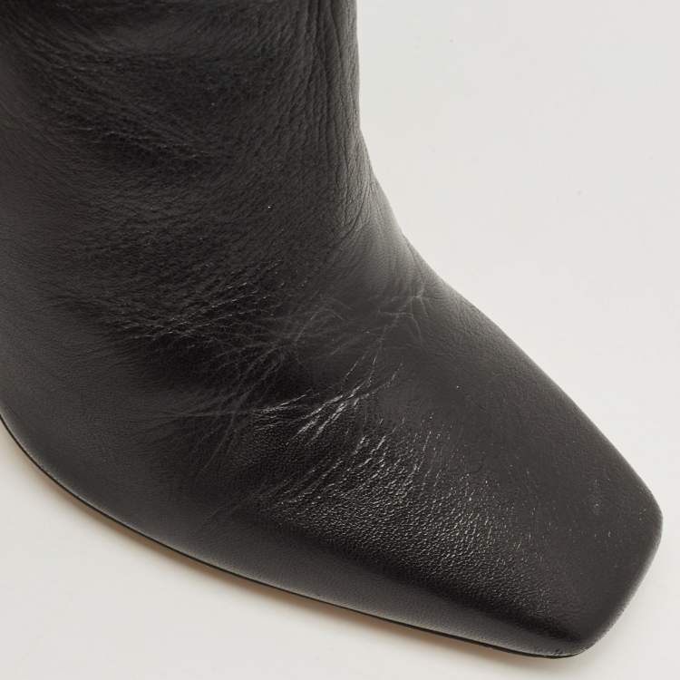 Pre Owned Jimmy Choo Black Leather Knee Length Boots Size 38