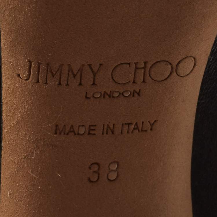 Pre Owned Jimmy Choo Black Leather Knee Length Boots Size 38