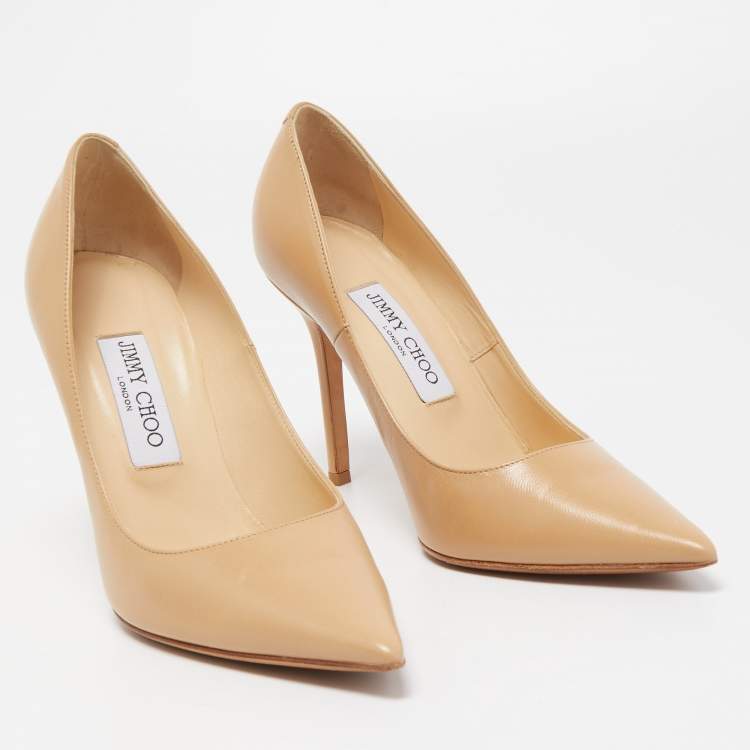 Pre Owned Jimmy Choo Beige Leather Abel Pumps Size 37