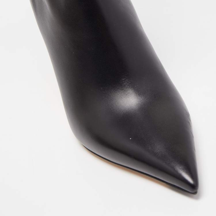Pre Owned Jimmy Choo Black Leather Dreece Kb 95 Knee Length Boots Size 38.5