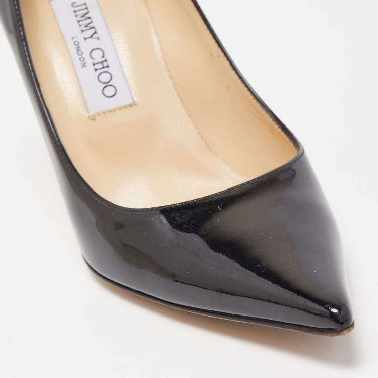 Pre Owned Jimmy Choo Black  Patent Leather Agnes Pointed Toe Pumps Size 38