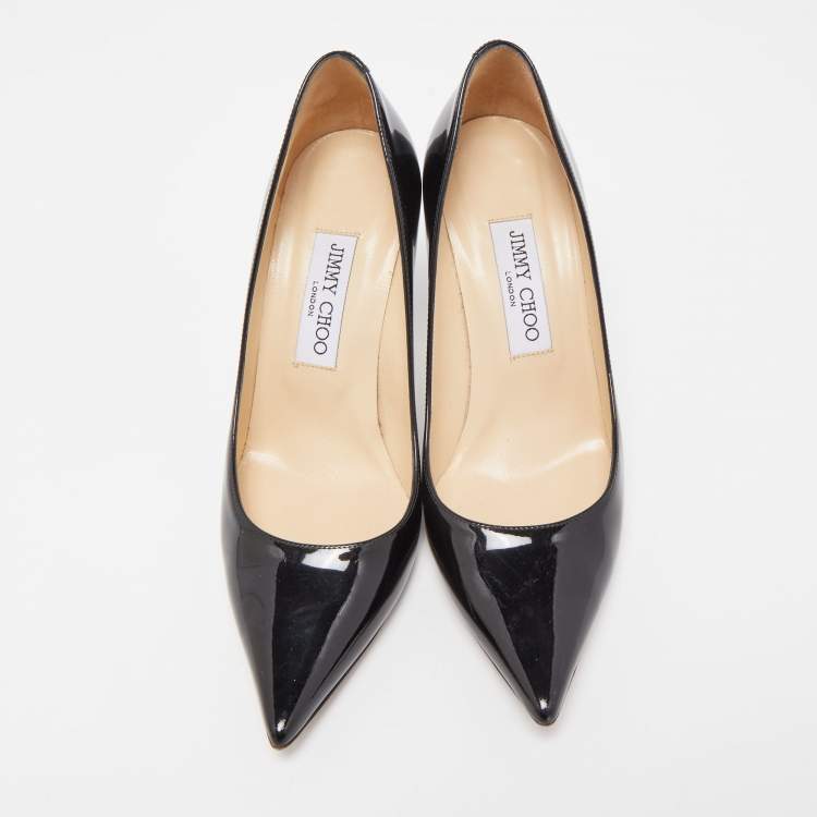 Pre Owned Jimmy Choo Black  Patent Leather Agnes Pointed Toe Pumps Size 38