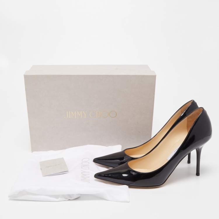 Pre Owned Jimmy Choo Black  Patent Leather Agnes Pointed Toe Pumps Size 38