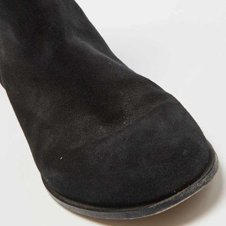 Pre Owned Jimmy Choo Black Suede and Leather Ankle Boots Size 39.5