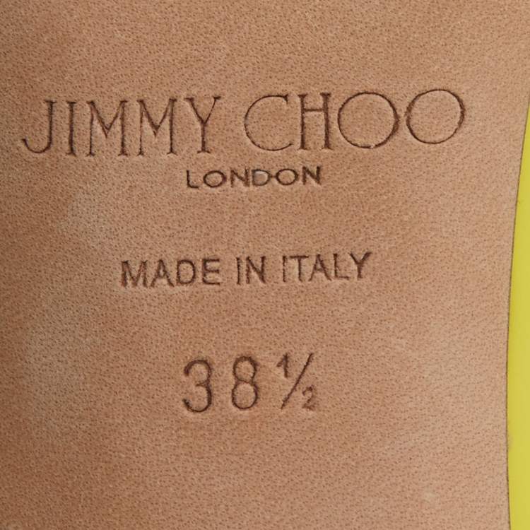 Pre Owned Jimmy Choo Yellow Leather Rav Mules Size 38.5