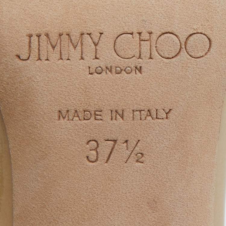 Pre Owned Jimmy Choo Beige Patent Leather Lang Sandals Size 37.5