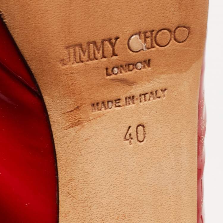 Pre Owned Jimmy Choo Red Patent Leather Nova Slingback Pumps Size 40