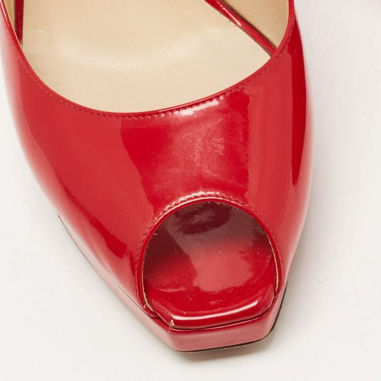 Pre Owned Jimmy Choo Red Patent Leather Nova Slingback Pumps Size 40