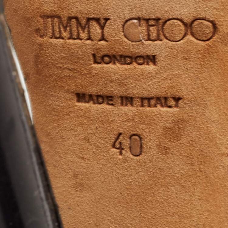 Pre Owned Jimmy Choo Black Patent Leather Vamp Sandals Size 40