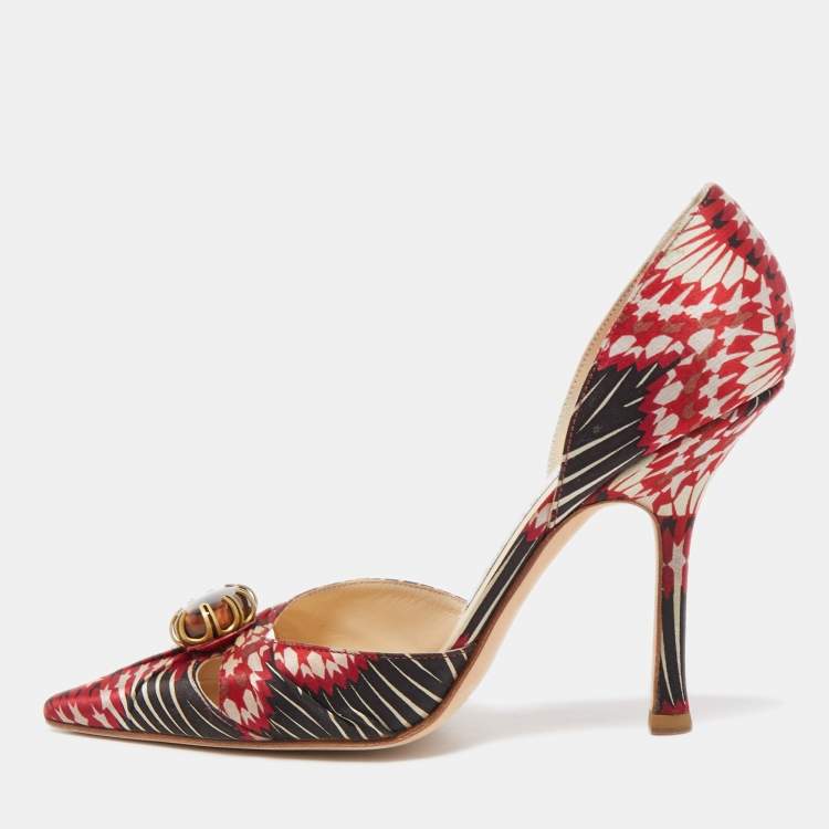 Jimmy Choo Multicolor Floral Satin Ruby Cut Out D' Orsay Pointed