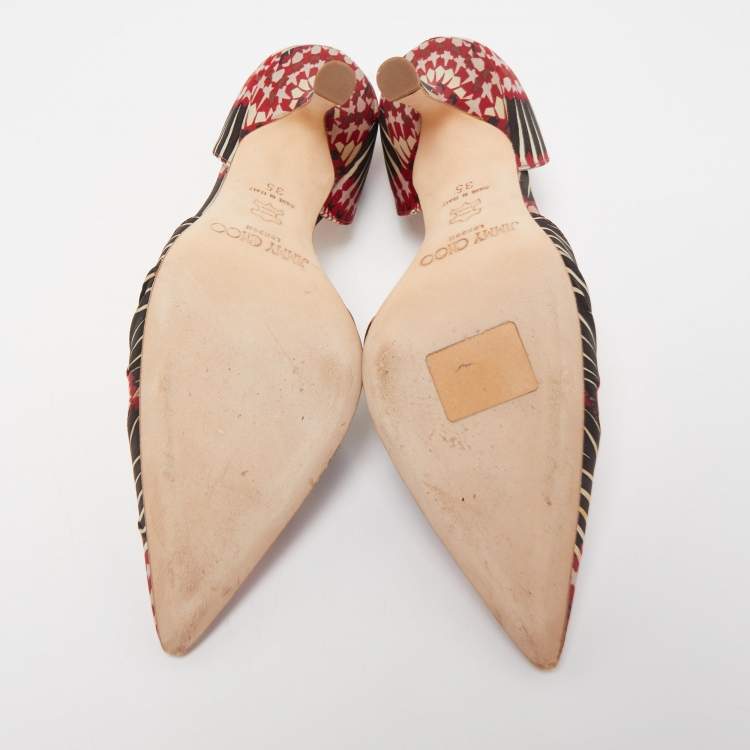 Pre Owned Jimmy Choo Multicolor Floral Satin Ruby Cut Out D' Orsay Pointed Toe Pumps Size 35