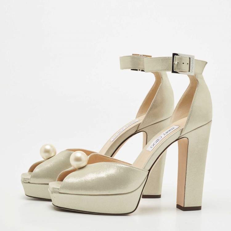 Pre Owned Jimmy Choo Metallic Laminated Suede Socorie Sandals Size 41