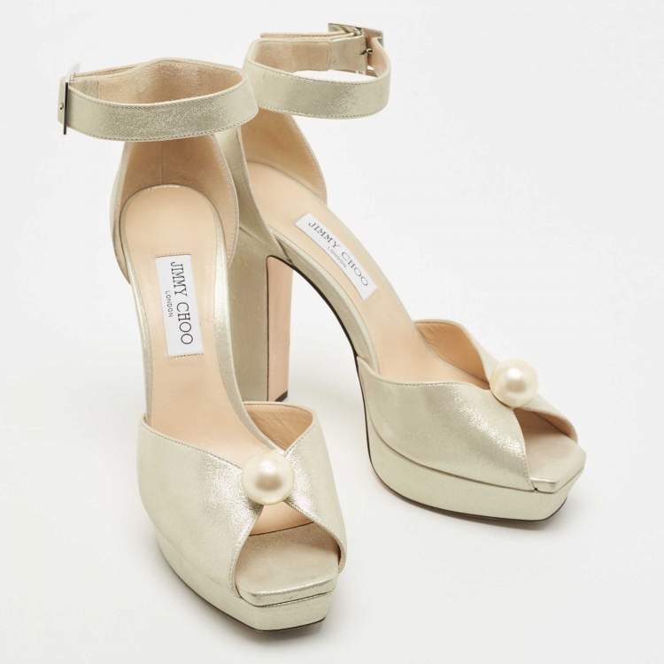 Pre Owned Jimmy Choo Metallic Laminated Suede Socorie Sandals Size 41