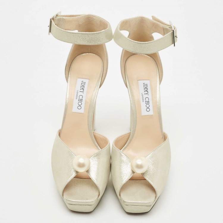Pre Owned Jimmy Choo Metallic Laminated Suede Socorie Sandals Size 41