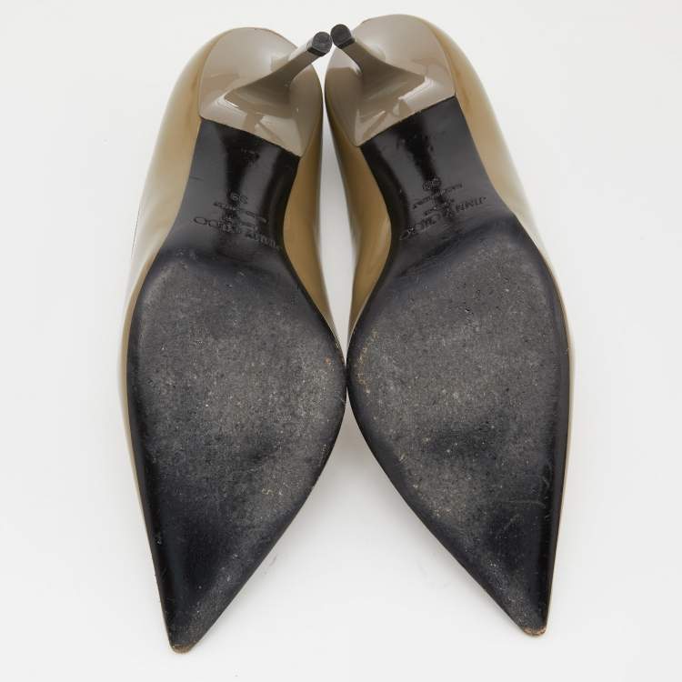 Pre Owned Jimmy Choo Olive Green Patent Leather Love Pumps Size 39