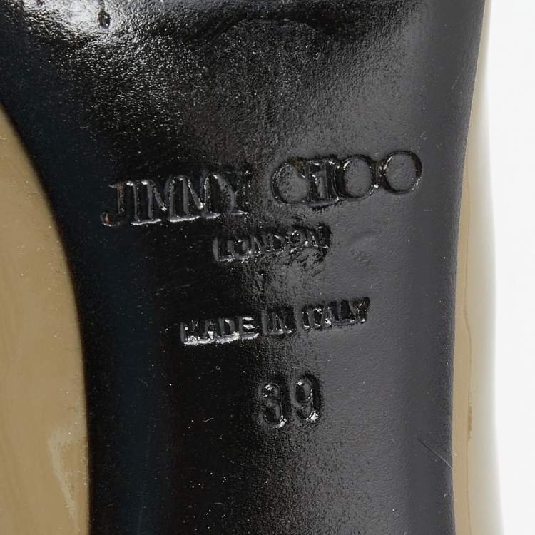 Pre Owned Jimmy Choo Olive Green Patent Leather Love Pumps Size 39